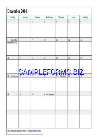 December 2014 Calendar 2 pdf free